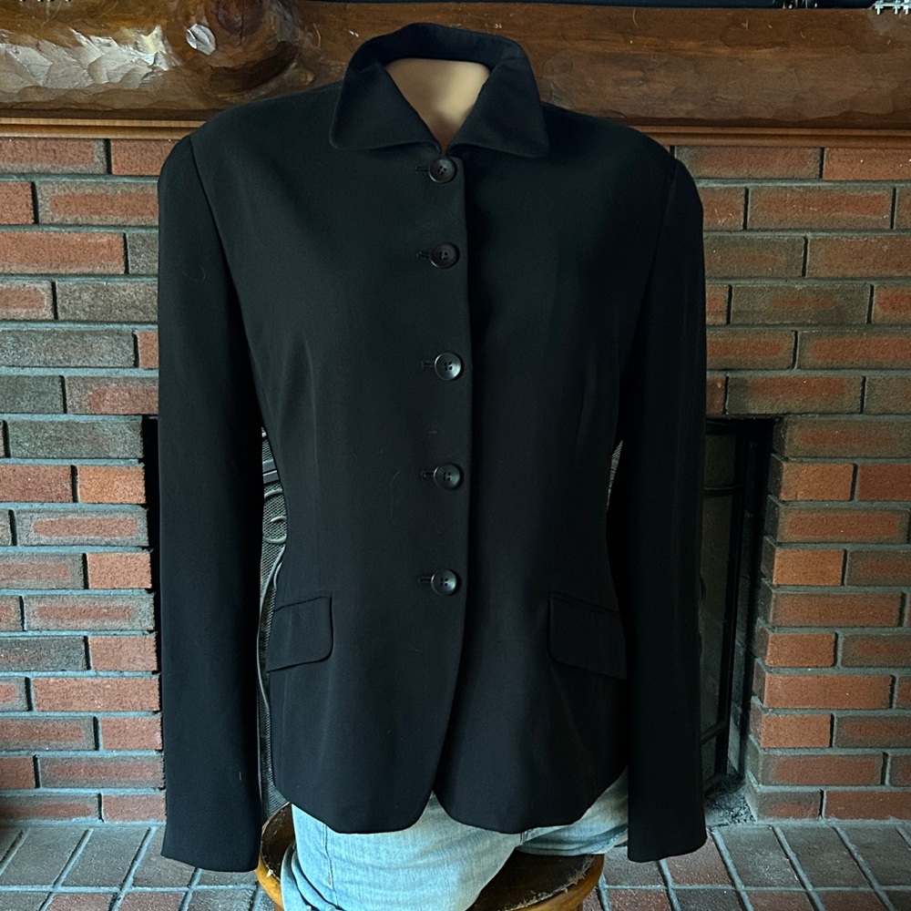 Tahari Classics Black Women's Button Lined Blazer Jacket Coat Shirt Top Size 6